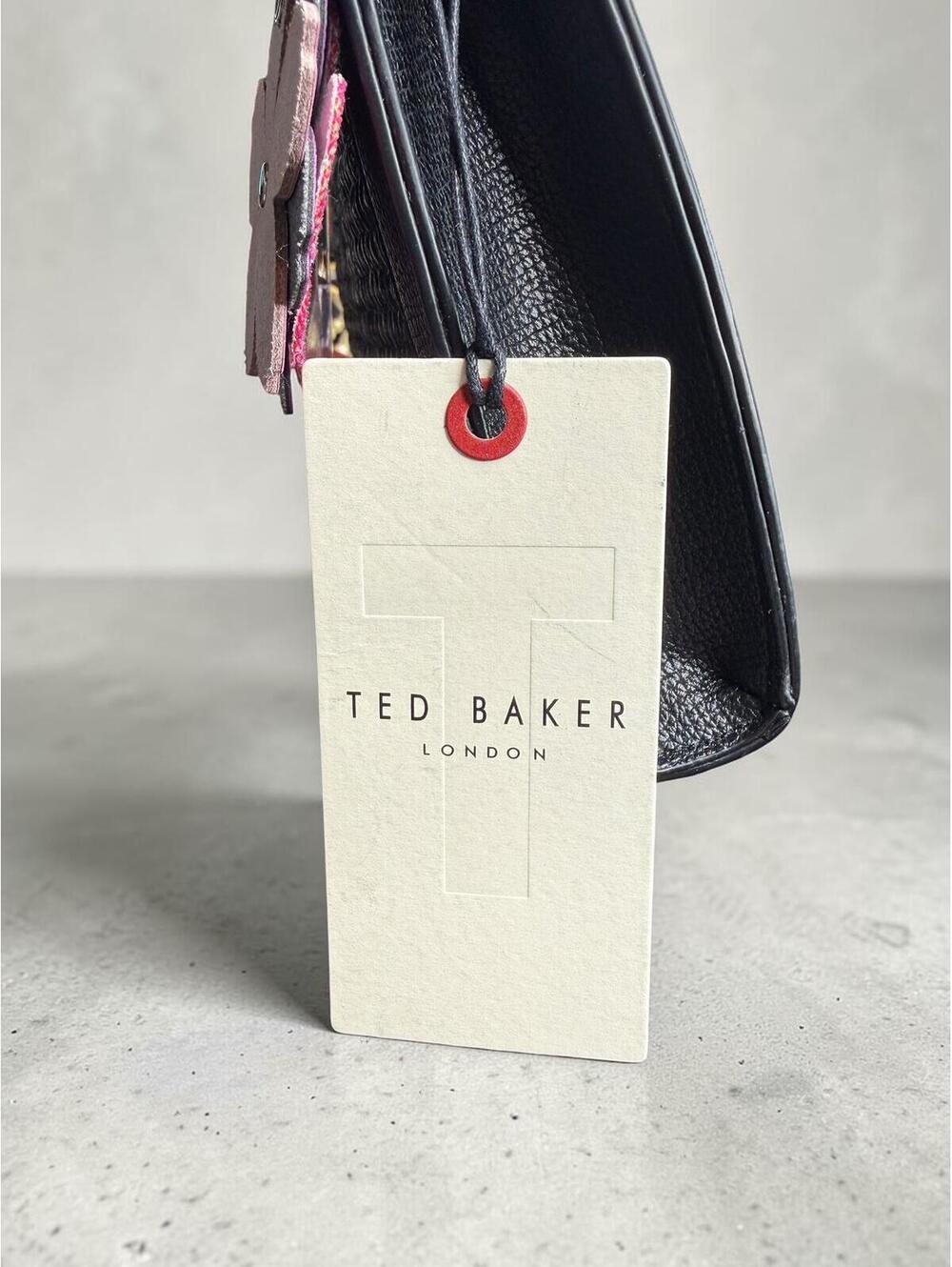 Ted Baker London Woven Straw Wristlet Clutch Pouch Black Gold NWT - Picture 9 of 9